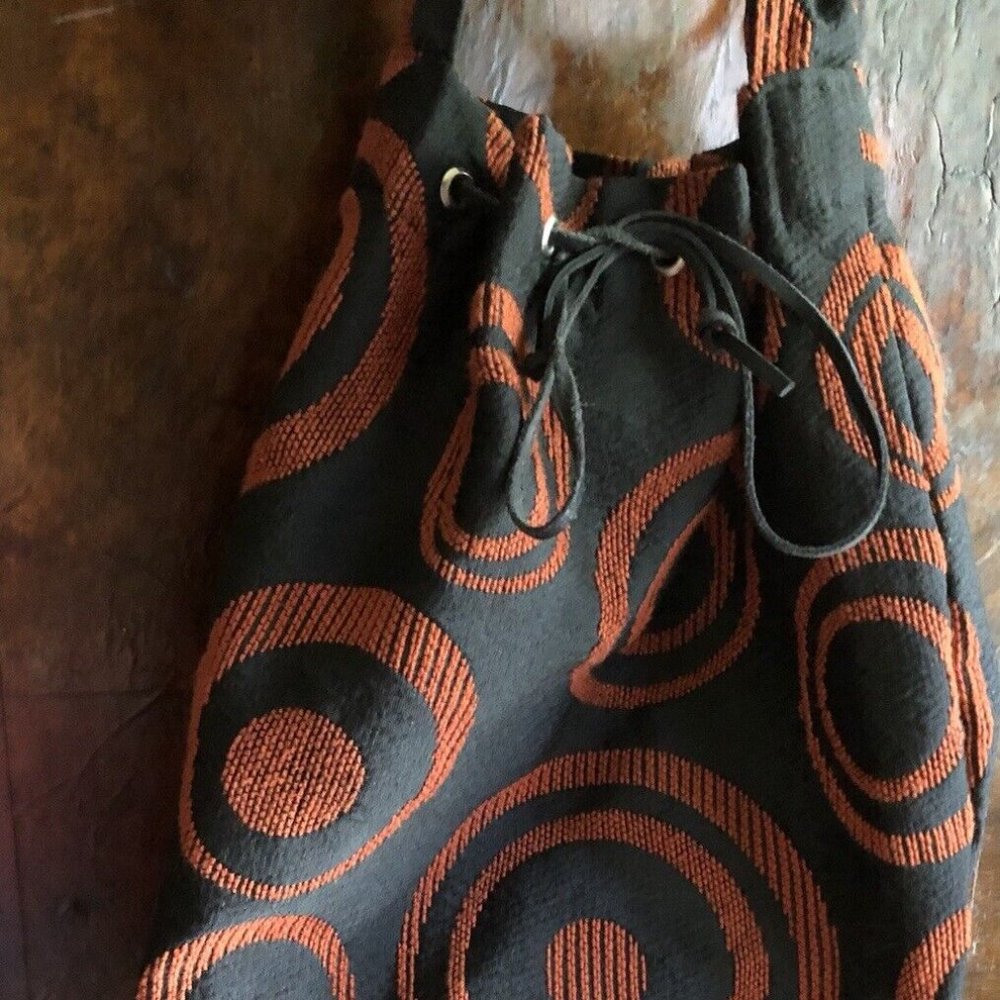 Mud Cloth Sack Purse Argentina Handbags Red Swirl Design Boho Crossbody